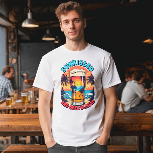 Men's Short Sleeve T Shirt Sun-Kissed Beach Scene Print Summer Vacation Streetwear Casual Daily Wear Fashionable Graphic Tee for Men