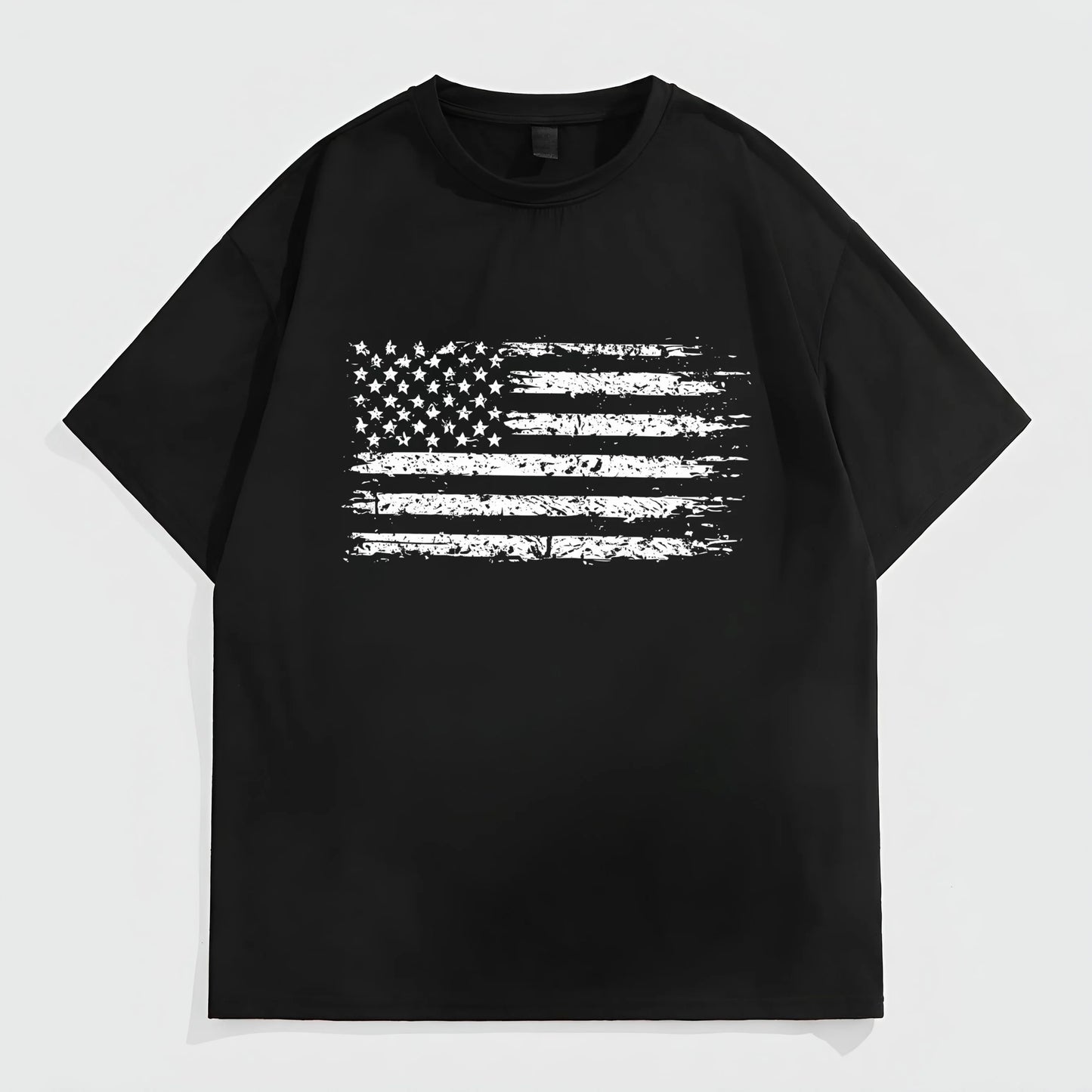 Trendy Tees for Men Men's Casual T-Shirt with Flag Pattern Print for Daily Wear