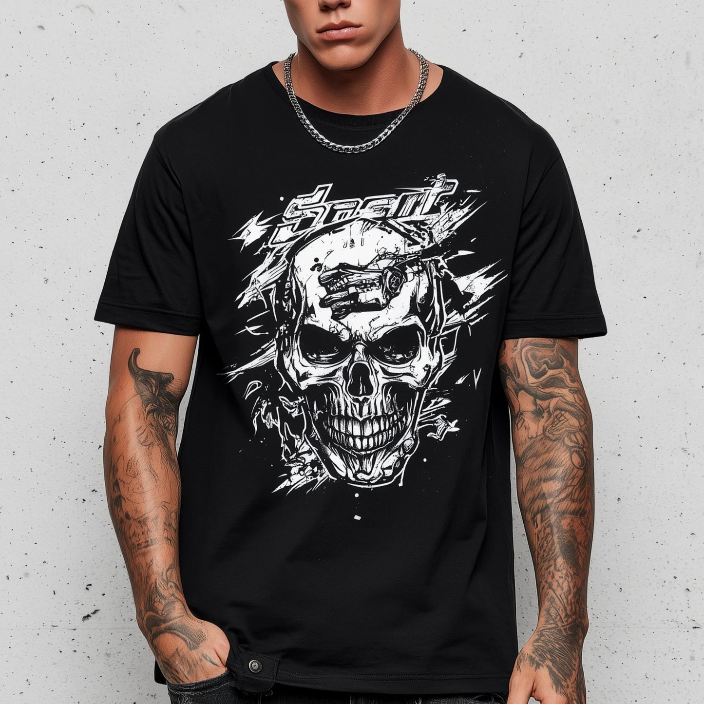 Trendy Tees For Man Short Sleeve T-Shirt Skull Graphic Print Casual Streetwear Daily Wear