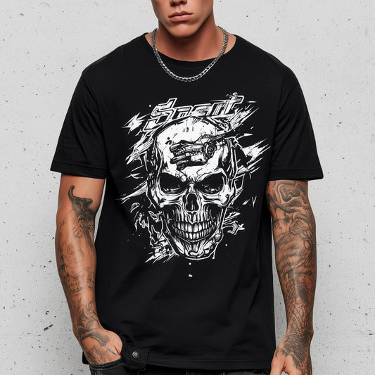 Trendy Tees For Man Short Sleeve T-Shirt Skull Graphic Print Casual Streetwear Daily Wear