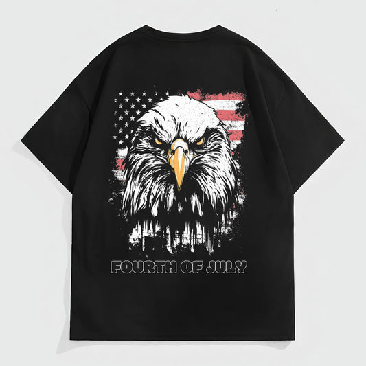 Graphic Tees Boutique Men's Casual T-Shirt Eagle Flag Print Fourth of July Graphic Tee for Independence Day Party
