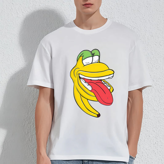 Graphic Tees Outfit Men's Casual T-Shirt Banana Face Print Funny Graphic Tee for Daily Wear