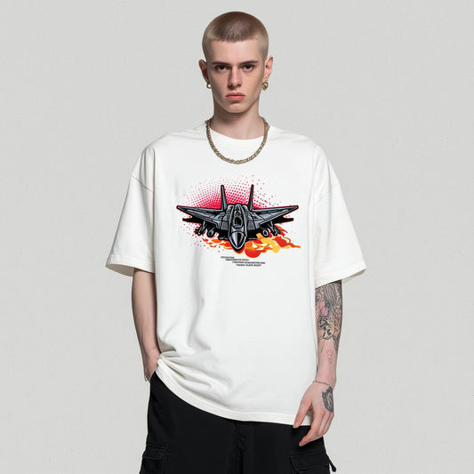 Trendy T-shirt For Man Casual T-Shirt Jet Fighter Graphic Print Daily Wear Street Style Top