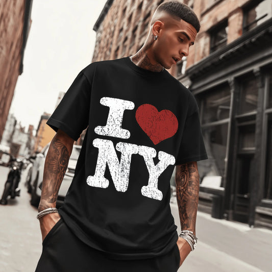 Trendy Tees For Man Casual T-Shirt Heart Letter Print Streetwear Daily Wear