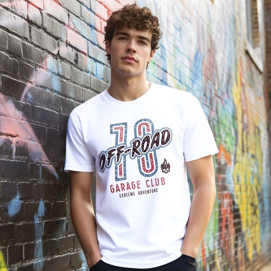 Casual Round Neck Short Sleeve T-Shirt Regular Fit Print Comfortable Breathable Men's Top Wear for Daily Use