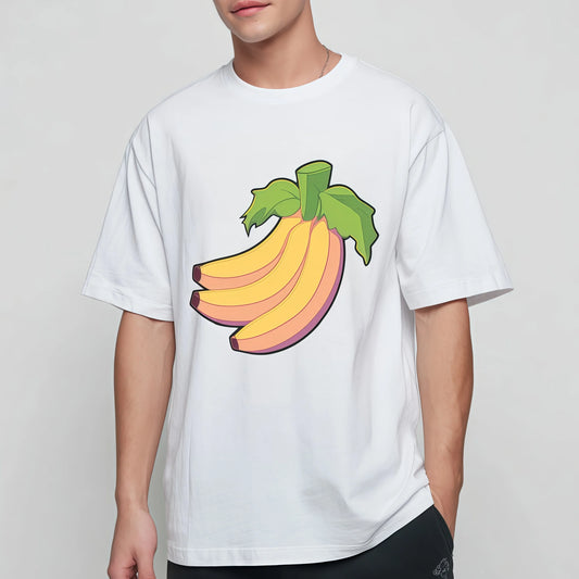 Graphic Tees Design Crew Neck T-Shirt Banana Bunch Print Casual Daily Wear