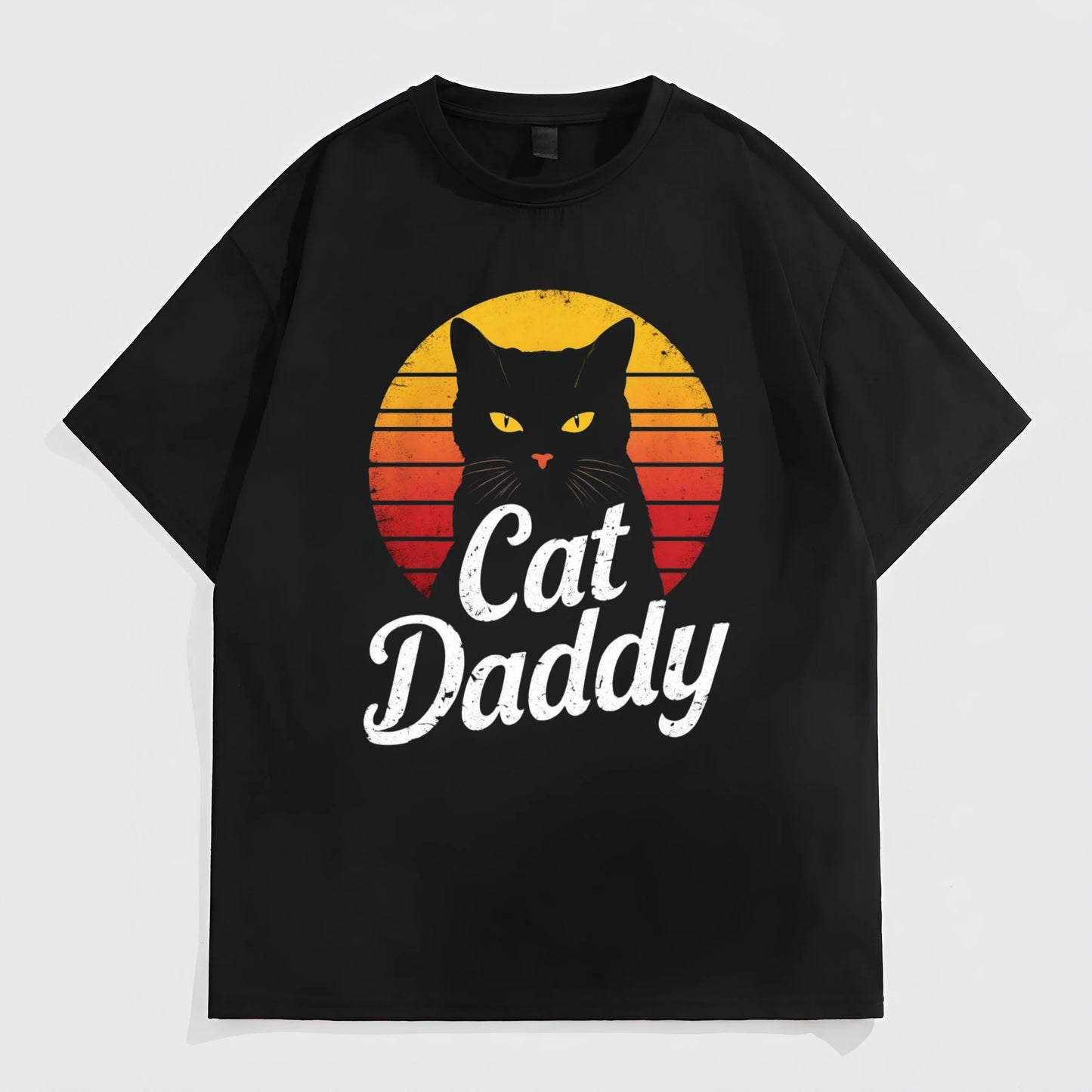 Men's Casual T-Shirt Cat Daddy Print Graphic Tee for Daily Wear Trendy Tees Trends