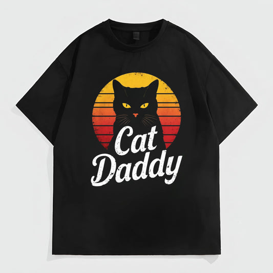 Men's Casual T-Shirt Cat Daddy Print Graphic Tee for Daily Wear Trendy Tees Trends