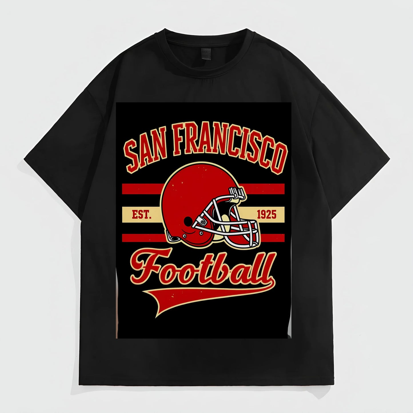 Men's Casual T-Shirt with City Football Helmet Graphic for Sports Fans Fashion Tees 2025