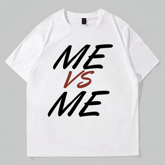 Trendy Tees For Men Simple Round Neck T-Shirt ME VS ME Creative Letter Print Casual Daily Wear for Men and Women