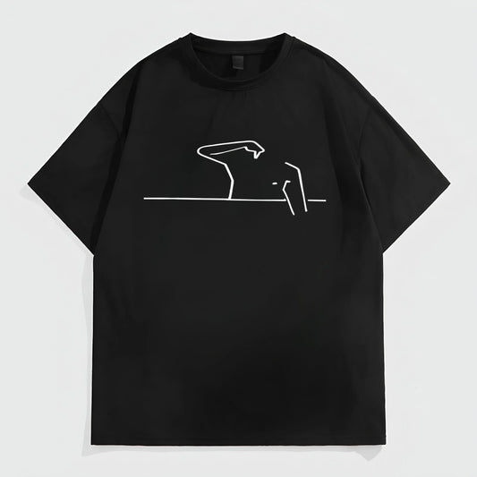 Men's Casual T-Shirt Minimalist Line Art Print Daily Wear Graphic Tees Design