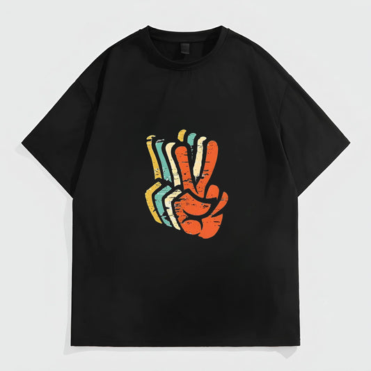 Men's Casual T-Shirt Colorful Hand Gesture Print Summer Daily Wear Fashion Tees For Summer