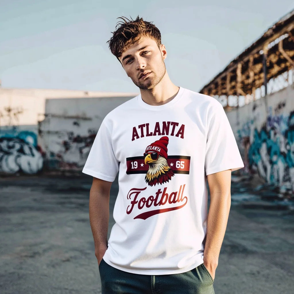 Men's Casual T Shirt Atlanta City Football Graphic Print Outdoor Sports Wear Fashionable Graphic Tee for Men
