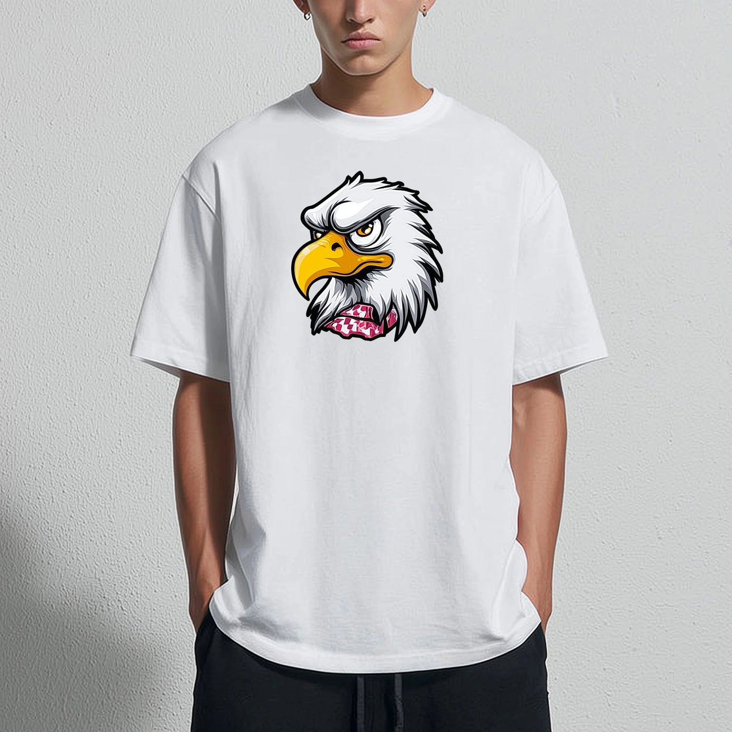 Trendy Tee Shirts Men's Casual T-Shirt with Eagle Head Print for Daily Wear