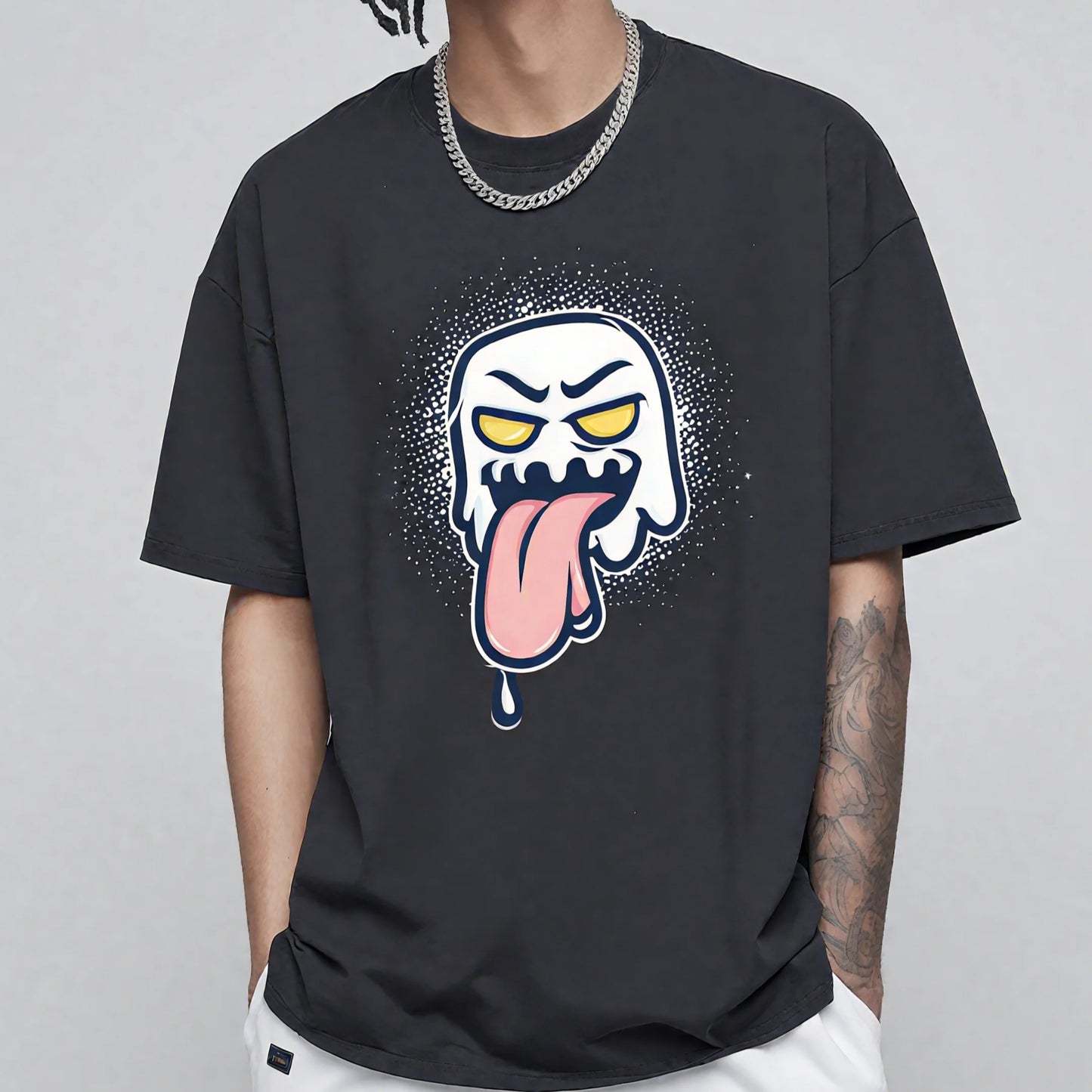 Trendy T-shirt For Man Casual T-Shirt Ghost Face Print Summer Streetwear Daily Wear