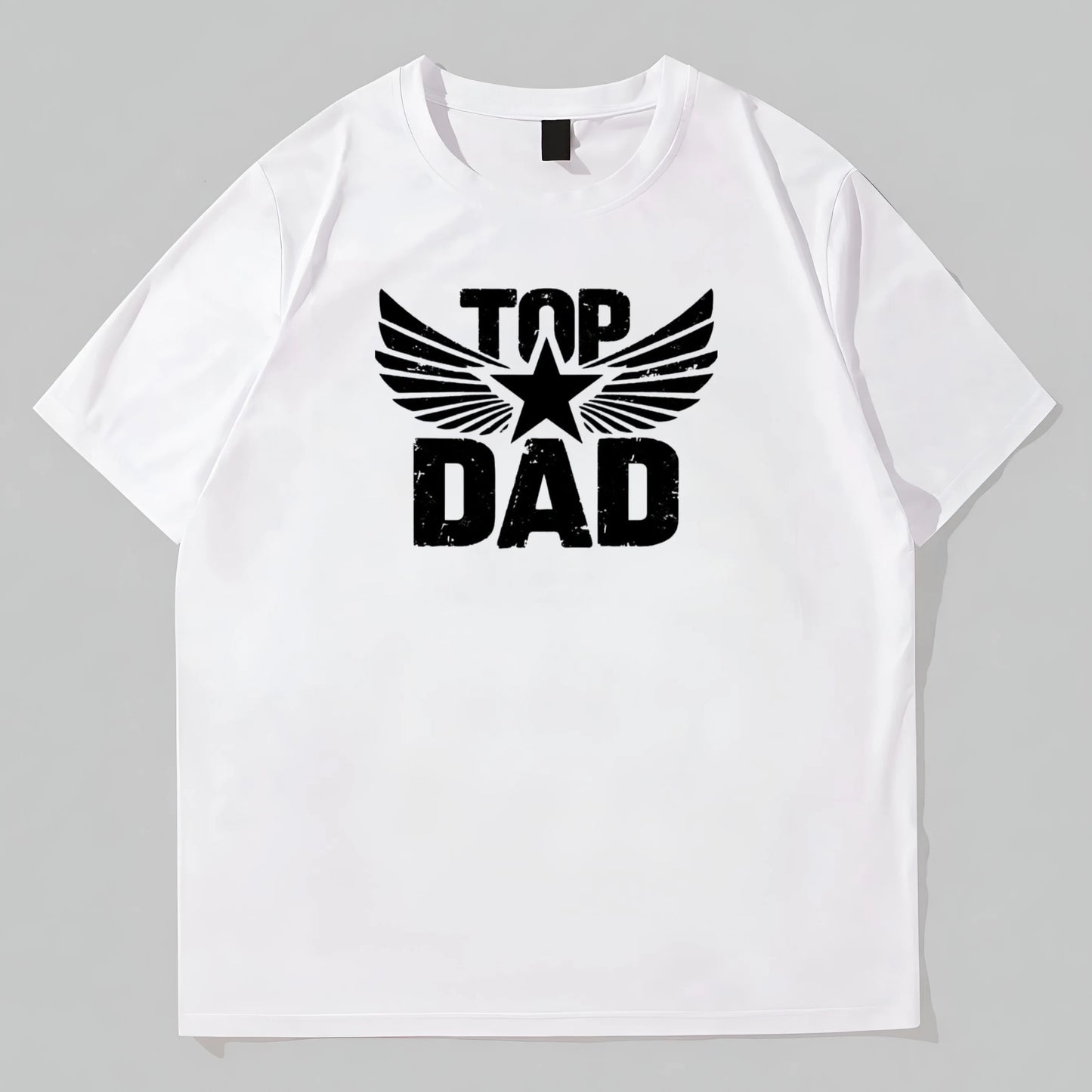 Men's Casual T-Shirt Wing Star Text Print Top Dad Design for Family Gathering POD Graphic Tees