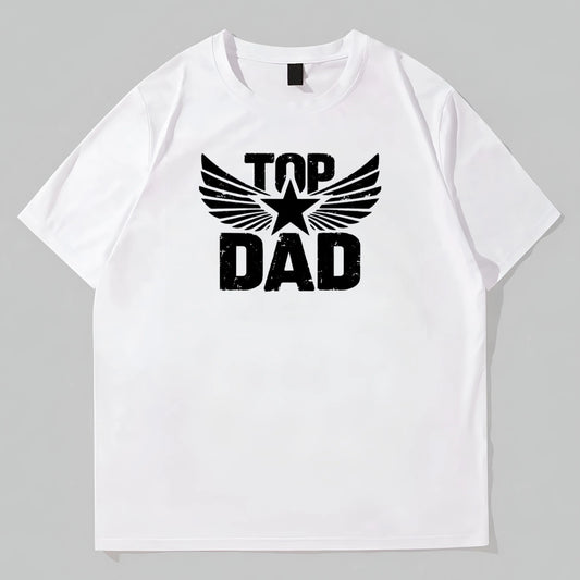 Men's Casual T-Shirt Wing Star Text Print Top Dad Design for Family Gathering POD Graphic Tees