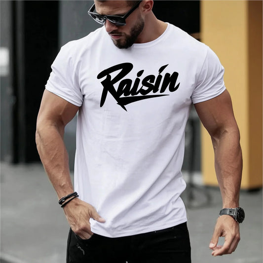 Trendy Tees For Man Short Sleeve T-Shirt Casual Raisin Text Print Streetwear Daily Wear