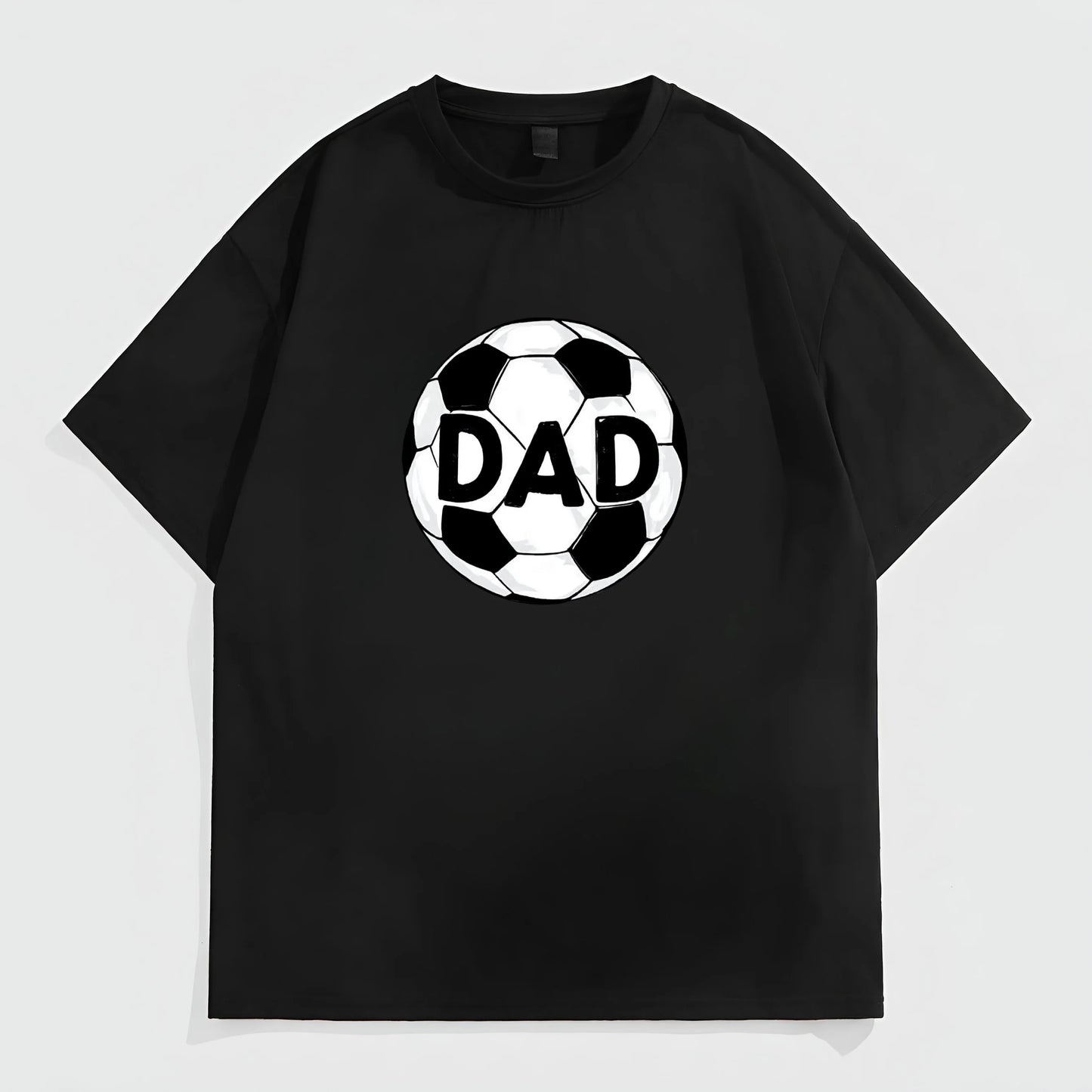 Men's Casual T-Shirt Soccer Ball Print with DAD Text for Family Gathering Fashion Tees For Summer
