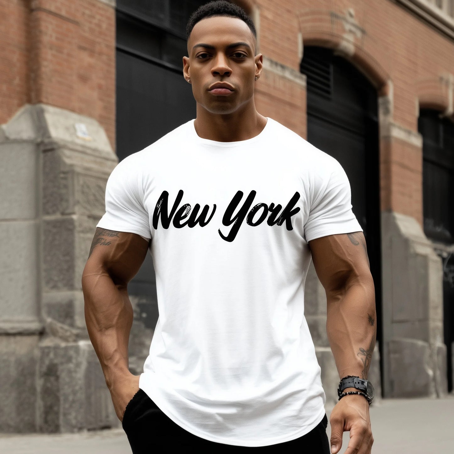 Trendy Tees For Man Casual T-Shirt with City Name Print for Urban Style