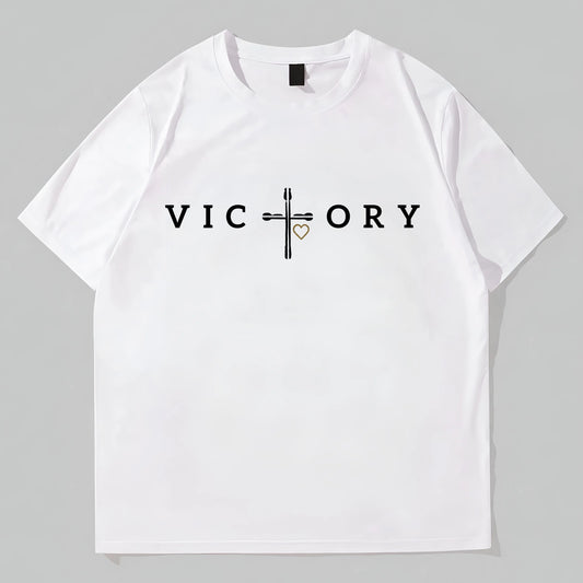 Trendy Tees For Men Men's Short Sleeve T-Shirt Cross Fork Knife Victory Print Casual Daily Wear