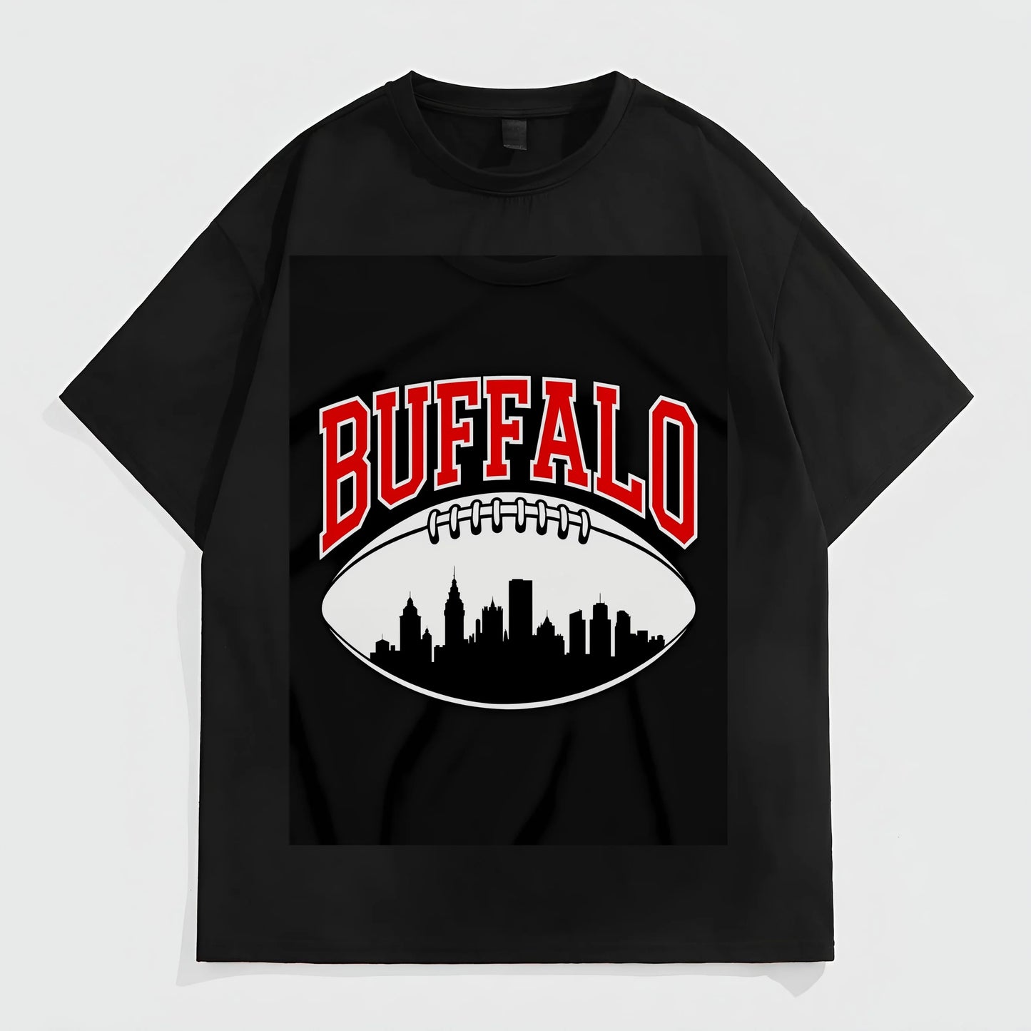Men's Casual T-Shirt Buffalo Cityscape Football Print for Sports Fans Fashion Tees 2025