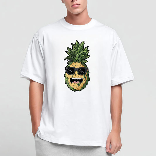 Graphic Tees Design Casual T-Shirt with Pineapple Skull Graphic for Daily Wear