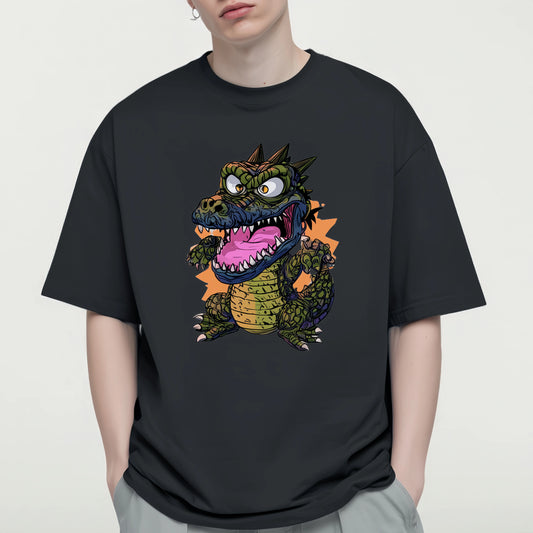 Fashion Tees 2025 Men's Casual T-Shirt Cartoon Monster Print Daily Wear