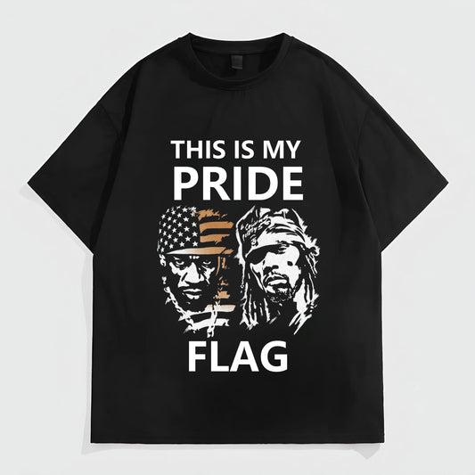 Graphic Tees Boutique Men's Casual T-Shirt Patriotic Flag Graphic Print This Is My Pride Flag Design for Daily Wear and Festivals