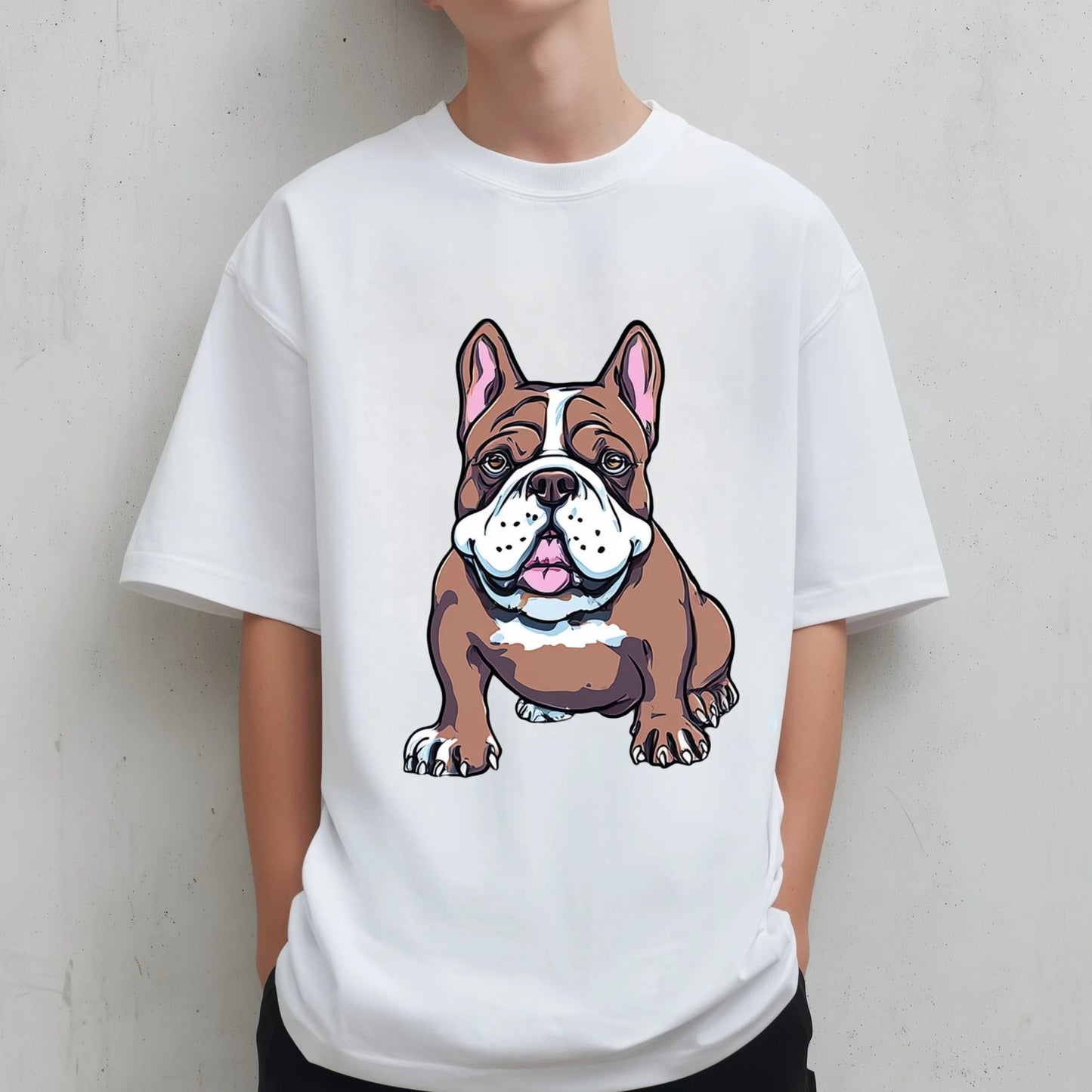 Fashion Tees 2025 Cute Bulldog Print Casual T-Shirt for Men Women Unisex Streetwear Daily Wear Graphic Tee Summer Tops