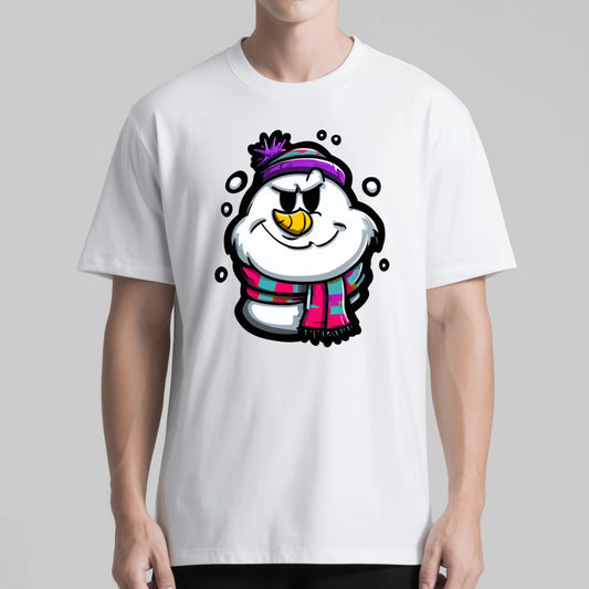 Trendy Tee Shirts Cute Snowman Design T-Shirt Winter Holiday Theme Graphic Tee for Festive Season Wear