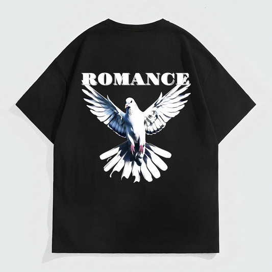 Trendy Tees for Men Men's Short Sleeve T-Shirt White Dove and ROMANCE Print Casual Daily Wear