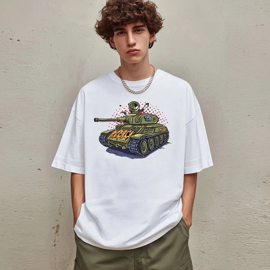 Trendy Tees For Man Casual T-Shirt Military Tank Graphic Print Summer Outdoor Wear