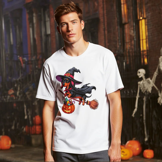Halloween Casual Round Neck Short Sleeve T-Shirt Regular Fit Ghost & Pumpkin Print Comfortable Men's Top Fashion Streetwear