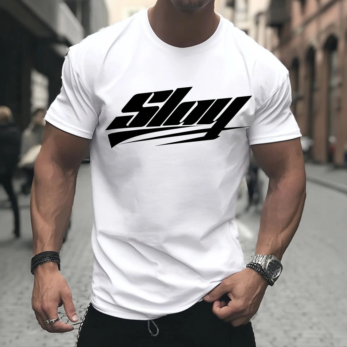 Trendy T-shirt For Man Short Sleeve T-Shirt Dynamic Graphic Print Casual Streetwear