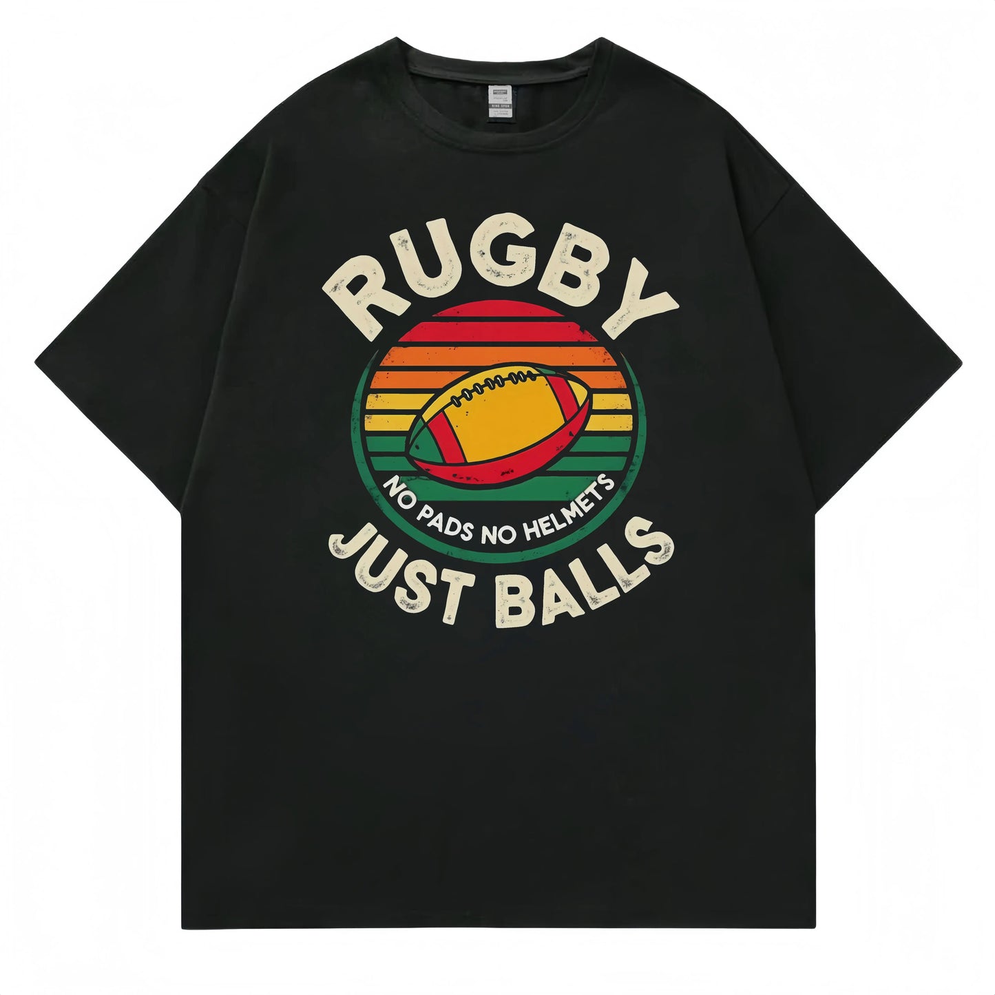 Men's Short Sleeve T Shirt Rugby Sport Ball Design Graphic Tee for Outdoor Activities Fashionable Graphic Tee for Men