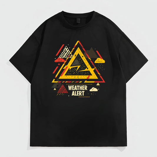 Men's Casual T-Shirt Geometric Triangle Weather Alert Print Daily Wear Street Style Top Graphic Fashion Tees For Man