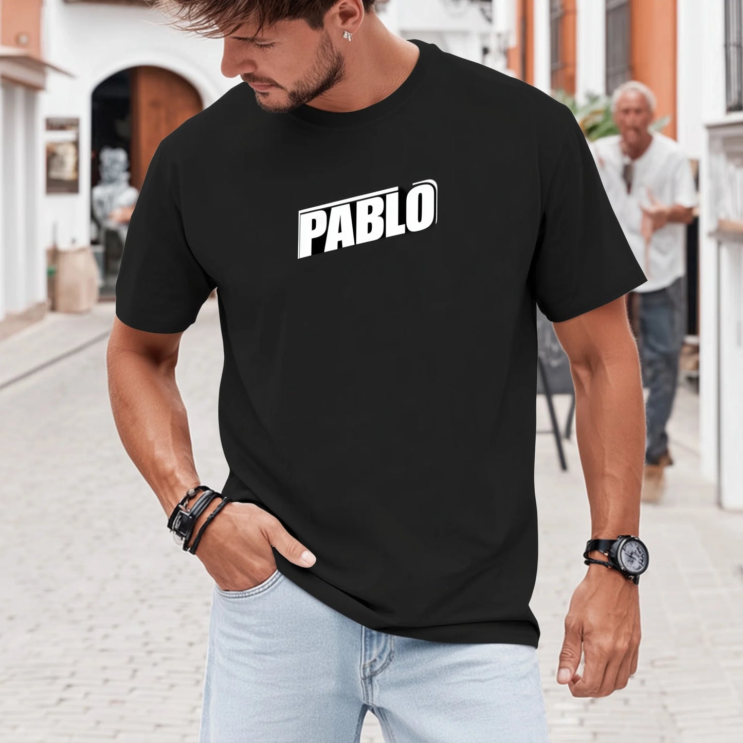 Trendy Tees For Man Casual T-Shirt with PABLO Text Print for Daily Wear