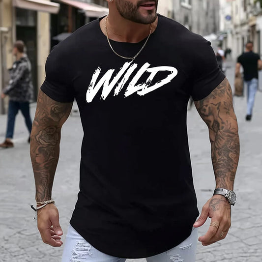 Trendy Tees For Man Slim Fit T-Shirt Abstract Graffiti Print Casual Streetwear Daily Wear