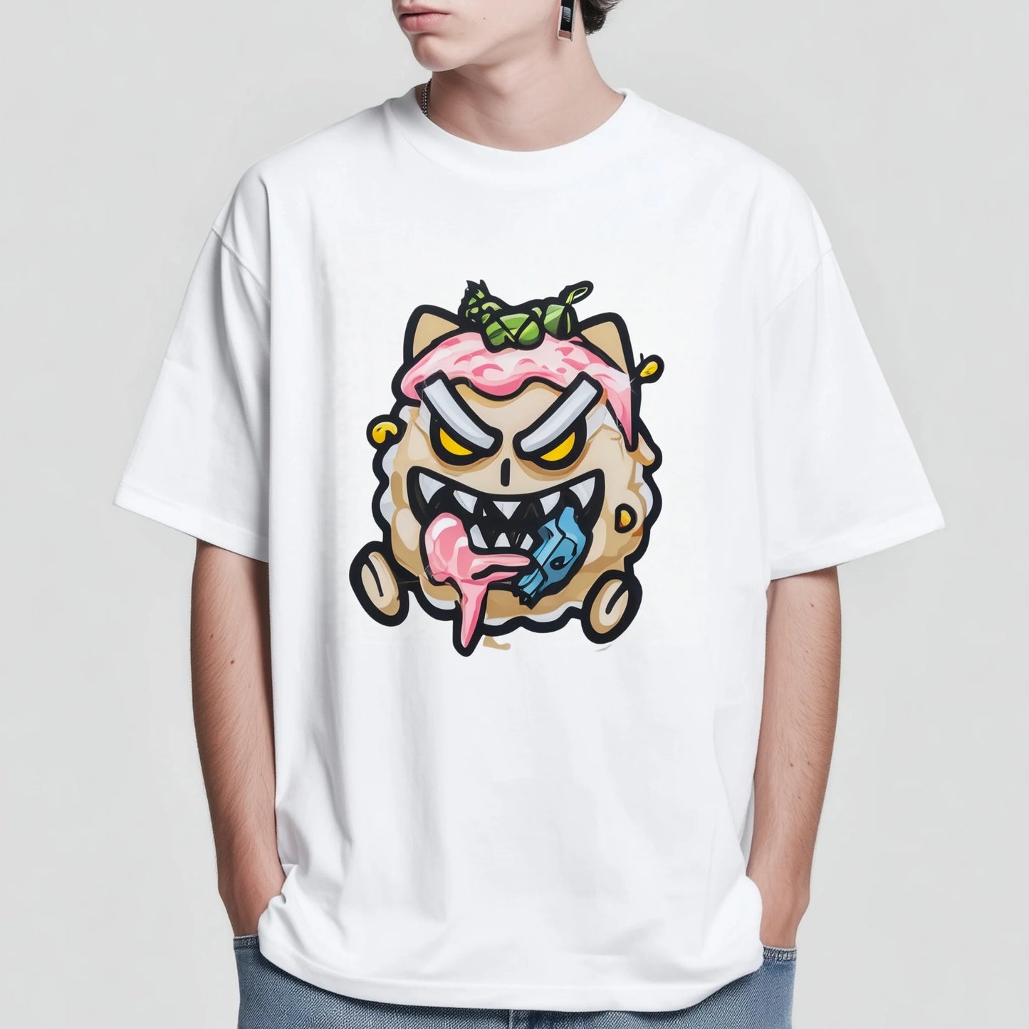 Trendy Tee Trends Cute Cartoon Monster T-Shirt with Ice Cream Design for Casual Wear