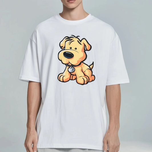 Trendy Tee Trends Cute Cartoon Dog Print White T-Shirt for Men Women Casual Daily Wear Graphic Tee Summer Fashion Top