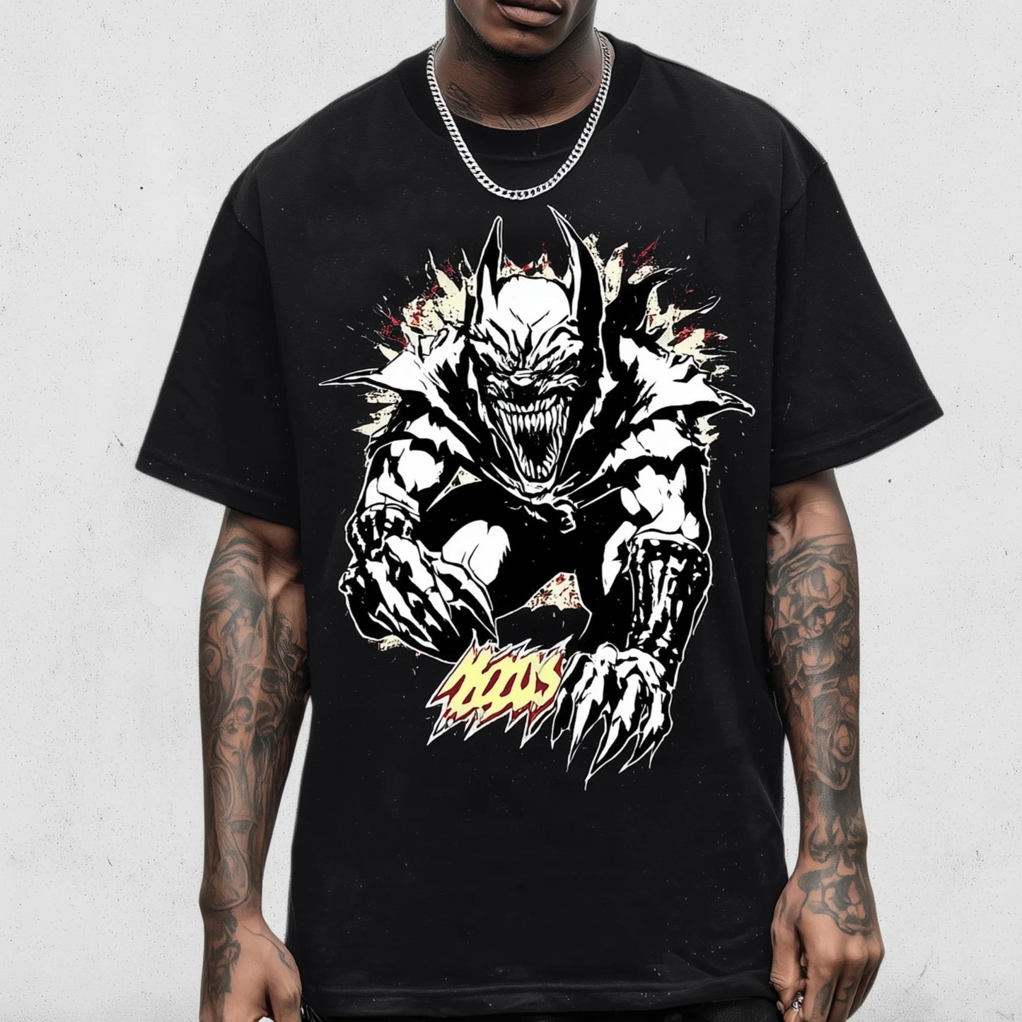 Trendy Tees For Man Short Sleeve T-Shirt with Aggressive Beast Graphic and Text for Casual Wear