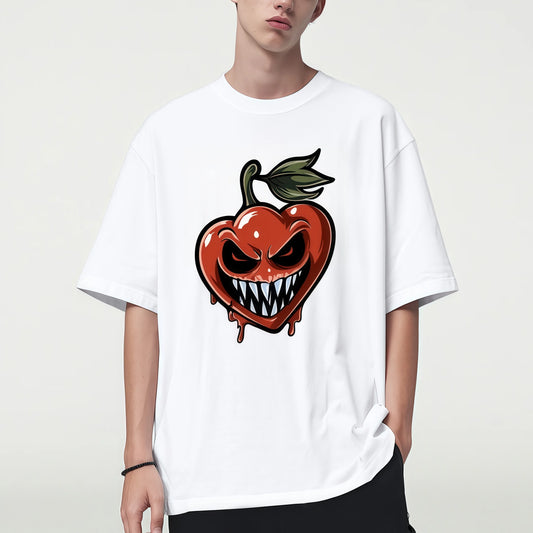 Graphic Fashion Tees For Man Men's Casual T-Shirt with Spooky Pumpkin Face Print for Halloween Party