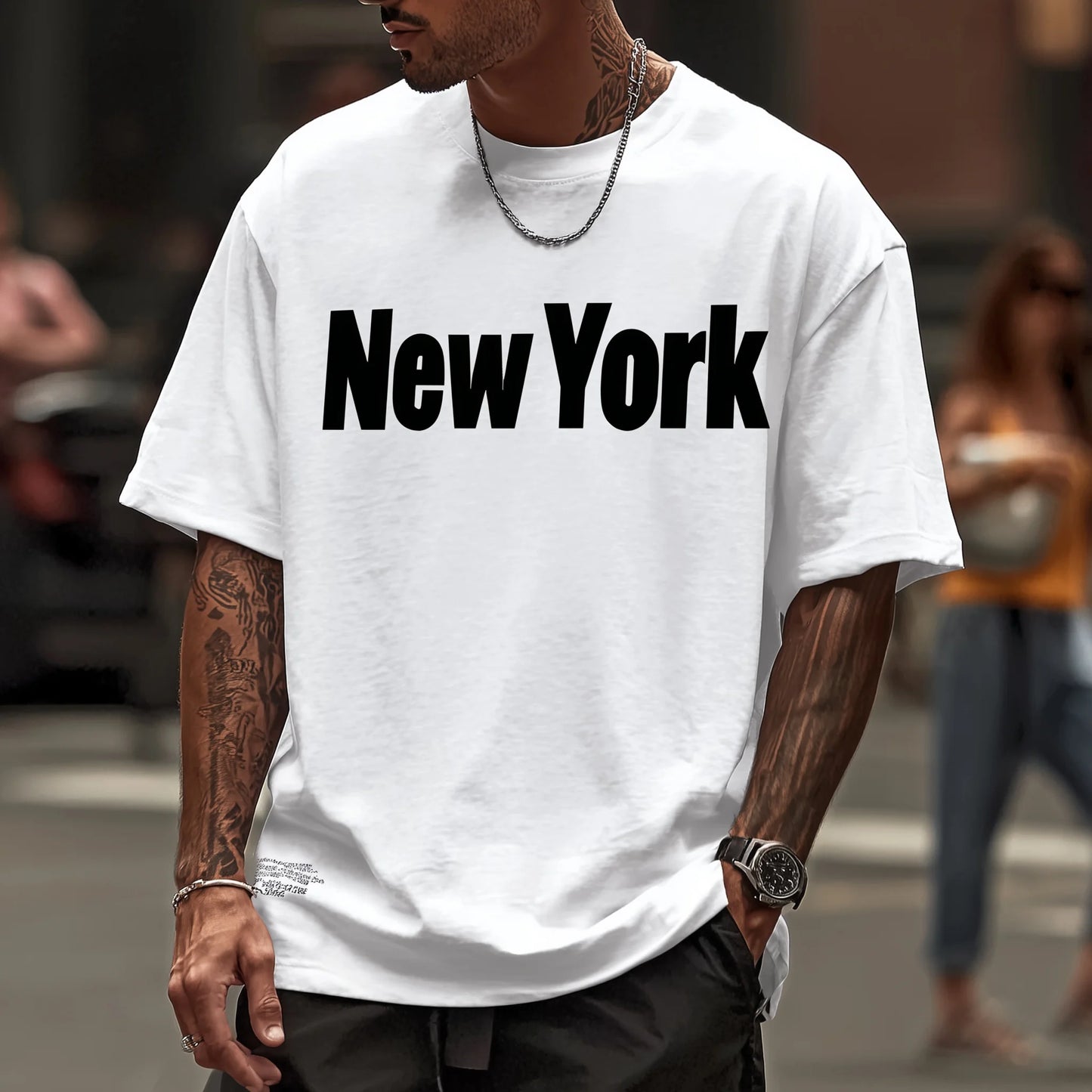 Trendy Tees For Man Casual T-Shirt with City Text Print for Daily Wear