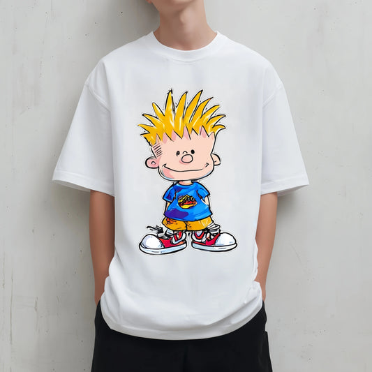 Graphic Tees Design Casual T-Shirt with Cartoon Character Print for Daily Wear