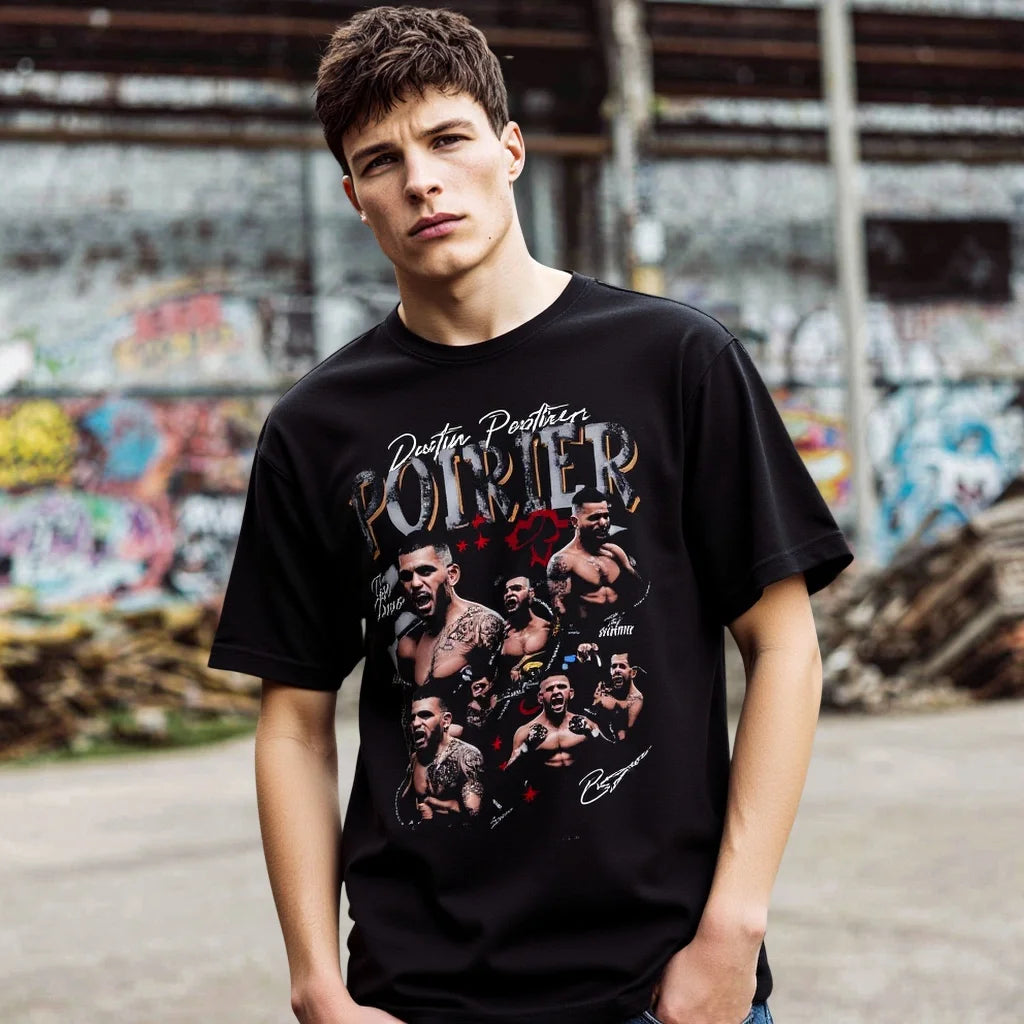 Men's Casual T Shirt with Sports Figures Print for Outdoor Activities Fashionable Graphic Tee for Men