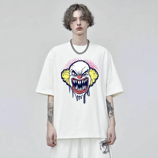 Trendy T-shirt For Man Casual T-Shirt Clown Face Print Streetwear Daily Wear