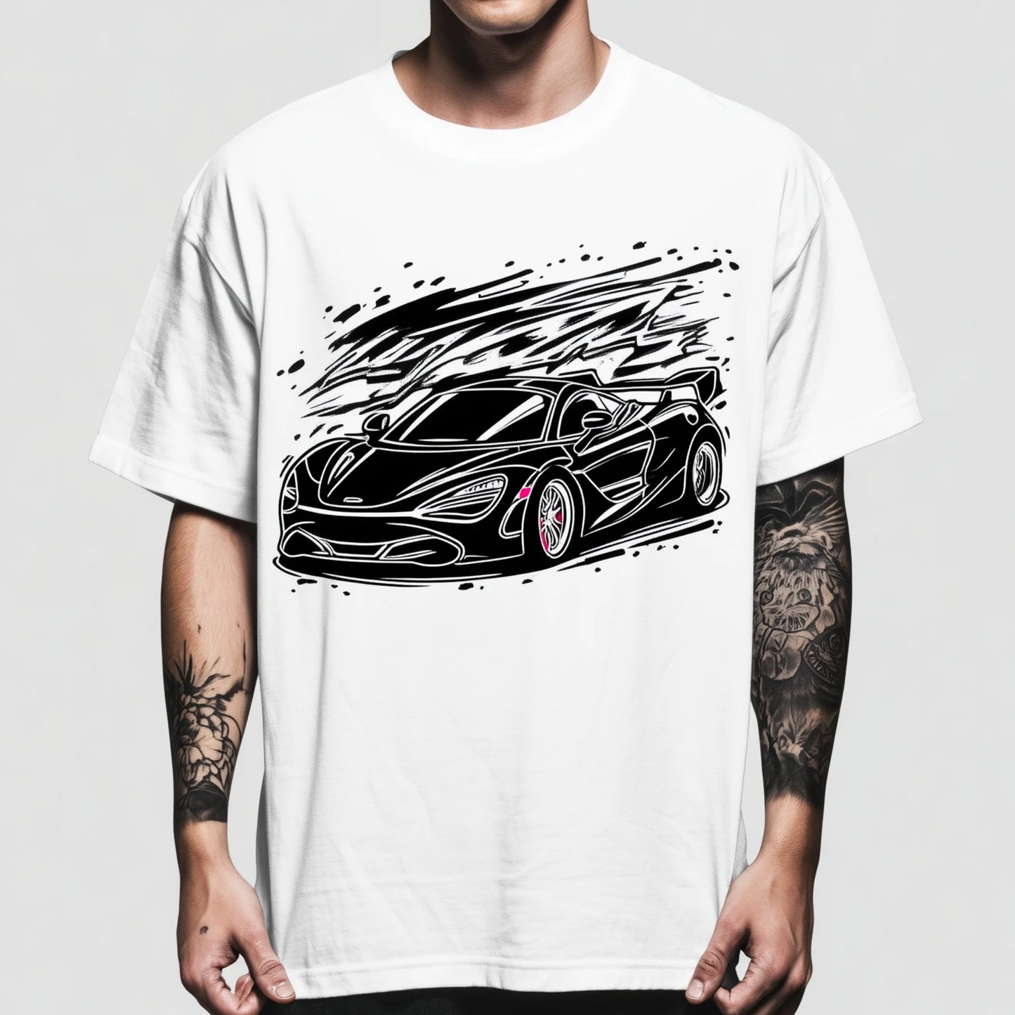 Trendy T-shirt For Man Casual T-Shirt with Sport Car Graphic Print for Daily Wear