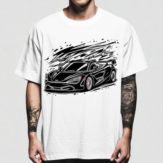 Trendy T-shirt For Man Casual T-Shirt with Sport Car Graphic Print for Daily Wear