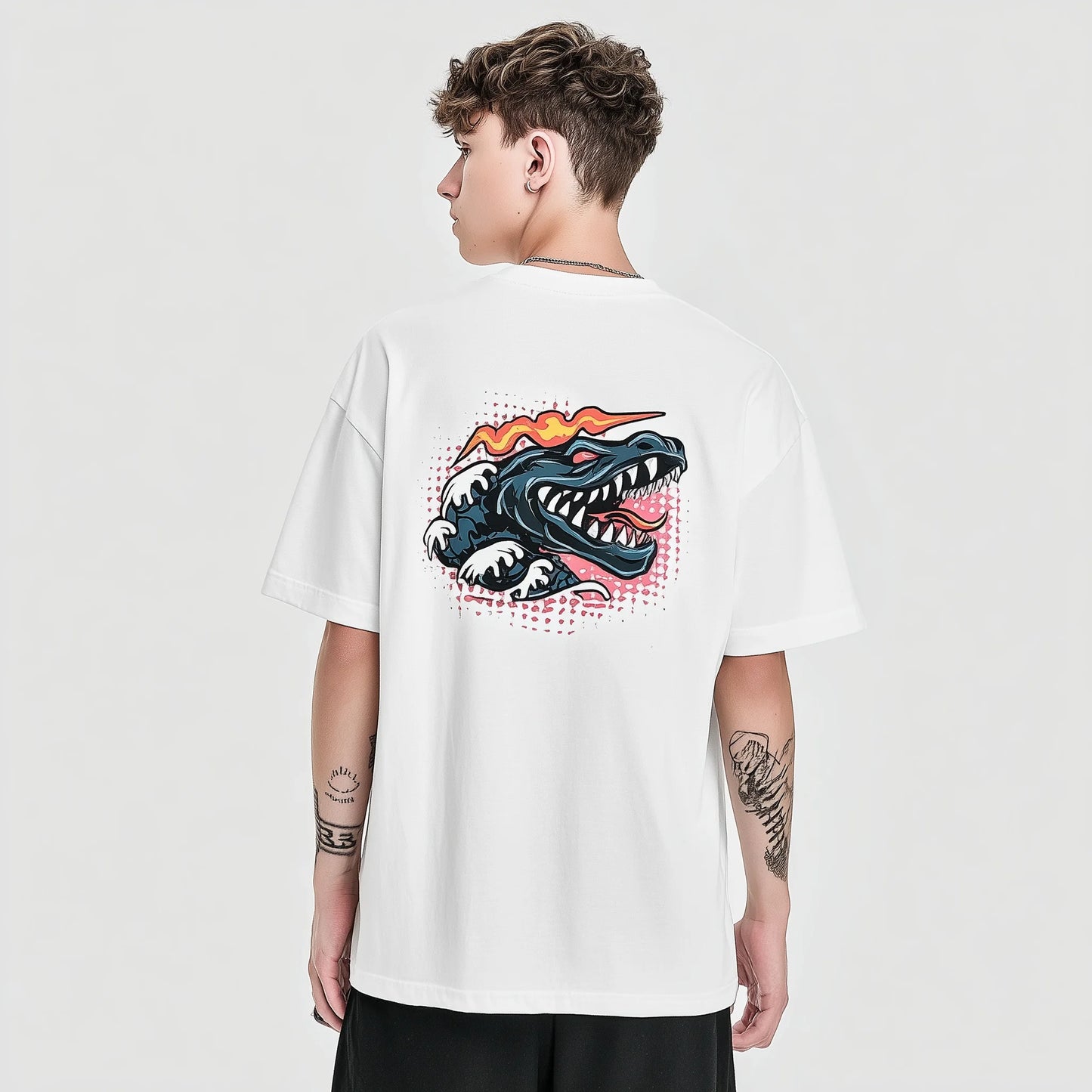 Trendy Tees For Man Casual T-Shirt Dinosaur Graphic Print Summer Daily Wear